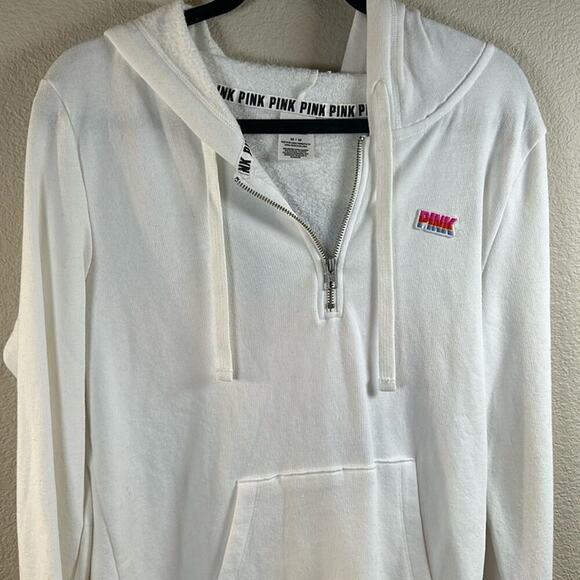 Victorias Secret Pink Womens White Long Sleeve Pullover Sweatshirt Hoodie - Picture 4 of 9